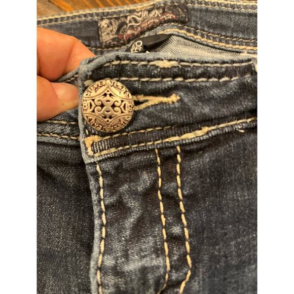 Silver Jeans Aiko Capri Women 33 Thick Stitch Y2K 90s Western Cowgirl Fringe - Picture 14 of 16